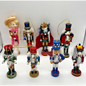 Lot 8 mini miniature wood Nutcracker Ballet Christmas ornaments Mouse King Clara